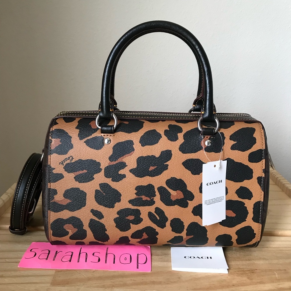 Coach Leopard Print Satchel with Black Accents - Picture 3 of 12